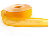 R0311 27mm Gold Yellow Woven Sheer Ribbon. Wire Edge