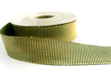 R0327 25mm Hunter Green and Metallic Gold Lurex Grosgrain Ribbon