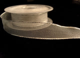 R0337 25mm Metallic Silver Sheer Mesh Ribbon with Lurex Wired Borders