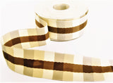 R0378 40mm Browns-Creams Banded Gingham Ribbon by Berisfords