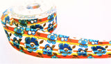 R0380 40mm Mixed Colour Flowery Printed Taffeta Ribbon by Berisfords