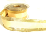 R0391 40mm Cream Polyester Ribbon with Gold Metallic Lurex Edges