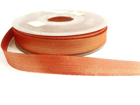 R0438 13mm Red and Gold Shot Thin Metallic Lurex Ribbon