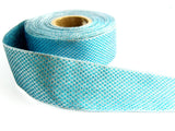 R0518 38mm Metallic Turquoise and Silver Textured Woven Ribbon