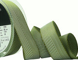 R0605 25mm Cypress Green Herringbone Woven Jacquard Ribbon, Berisfords