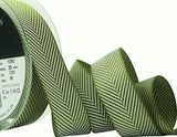 R0605 25mm Cypress Green Herringbone Woven Jacquard Ribbon, Berisfords