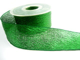 R0706 40mm Metallic Green Translucent Ribbon with Wired Borders