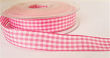 R0907 16mm Hot Pink and White Gingham Ribbon