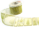 R1058 53mm Green Patterned Sheer Ribbon