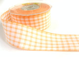 R1059 38mm Peach and White Polyester Gingham Ribbon