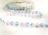 R1063 10mm White,Pink,Green and Blue Single Face Satin Printed Ribbon