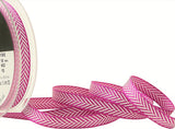 R1070 10mm Fuchsia Pink Herringbone Woven Jacquard Ribbon, Berisfords