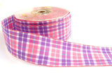 R1114 38mm Pink, Lilac, White and Pale Blue Tartan Ribbon