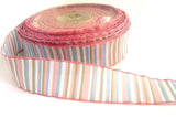 R1118 30mm Mixed Colour Banded Ribbon with Pink Borders
