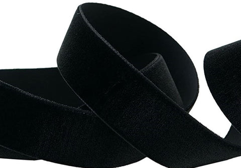 R1200 24mm Black Nylon Velvet Ribbon
