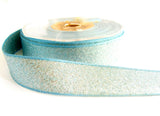 R1254 23mm Silver and Cornflower Blue Shot Metallic Lame Ribbon