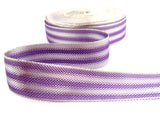 R1265C 25mm Metallic Silver and Lupin Polyester Woven Ribbon