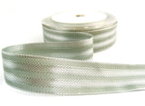 R1312 25mm Reversible Metallic Silver and Grey Polyester Woven Ribbon