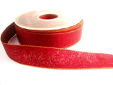 R1348 22mm Cardinal Red Metallic Lame Ribbon with Gold Borders