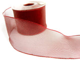 R1485 70mm Cardinal Red Metallic Mesh Ribbon with Wired Borders