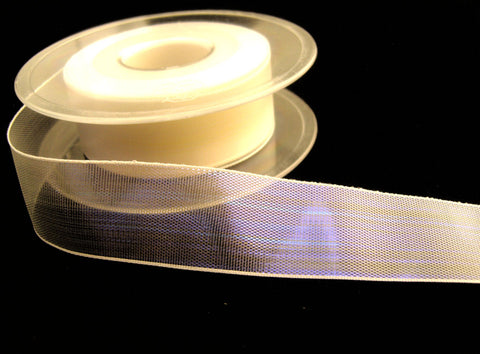 R1495 25mm White and Iridescent Thin Metallic Lurex Ribbon by Berisfords