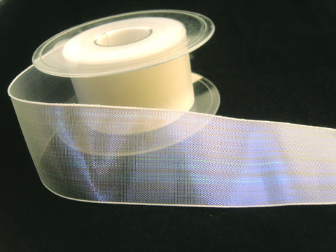 R1499 40mm White and Iridescent Thin Metallic Lurex Ribbon by Berisfords