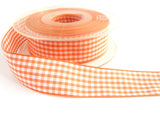 R1502 25mm Apricot Polyester Gingham Ribbon by Berisfords