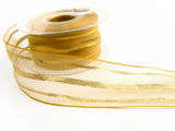 R1516 43mm Honey Gold Sheer Ribbon with Metallic Gold Stripes
