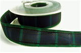 R1518 25mm Black Watch Tartan Ribbon with Woven Satin Stripes, Berisfords