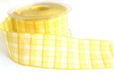 R1538 39mm Yellows and White Polyester Gingham Ribbon