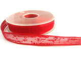 R1568 16mm Deep Red Feather Sheer Ribbon. Wire Edge, Berisfords