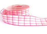 R1570 25mm Pinks and White Polyester Gingham Check Ribbon