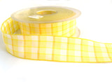 R1577 25mm Yellows and White Polyester Gingham Check Ribbon