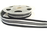 R1772 20mm Metallic Silver and Black Woven Jacquard Stripe Ribbon