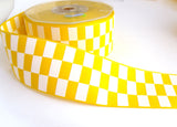 R1785 41mm Yellow and White Grosgrain Check Ribbon