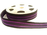 R1998 20mm Violet and Black Striped Woven Jacquard Ribbon