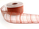 R2038 40mm Lobster Sheer Check Ribbon. Wire Edge