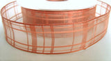 R2039 27mm Lobster Pink Sheer Check Polyester Ribbon by Berisfords