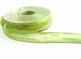 R0298 16mm Pale Lime Green Feather Sheer Ribbon. Wire Edge, Berisfords