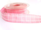 R2098 25mm Pink Polyester Gingham Check Ribbon by Berisfords