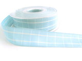 R2101 25mm Sky Blue and White Polyester Gingham Check Ribbon by Berisfords
