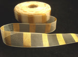 R2123 26mm Pearl Sheer Ribbon with a Metallic Gold Banded Print