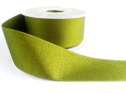 R2135 40mm Moss Green and Metallic Gold Shot Ribbon