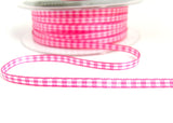 R2190 5mm Shocking Pink and White Gingham Ribbon by Berisfords