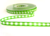 R2195 7mm Lime Green and White Gingham Ribbon