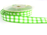 R2208 16mm Lime Green and White Polyester Gingham Ribbon