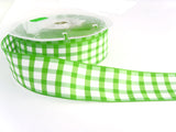 R2211 26mm Lime Green and White Polyester Gingham Ribbon