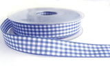R2215 15mm Blue and White Polyester Gingham Ribbon