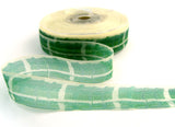 R2311 23mm Greens and Natural Patterned Sheer Ribbon