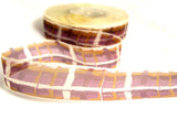 R2312 21mm Plum, Ivory and Brown Patterned Super Sheer Ribbon